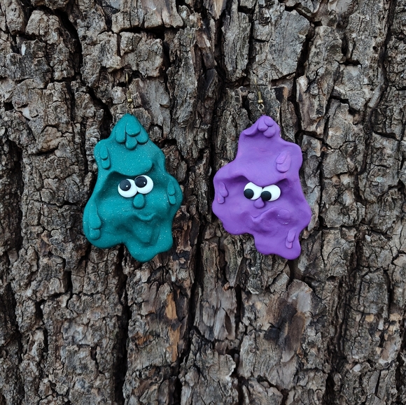 🦚🍆Earrings🪲Funny💜Face - Picture 1 of 6